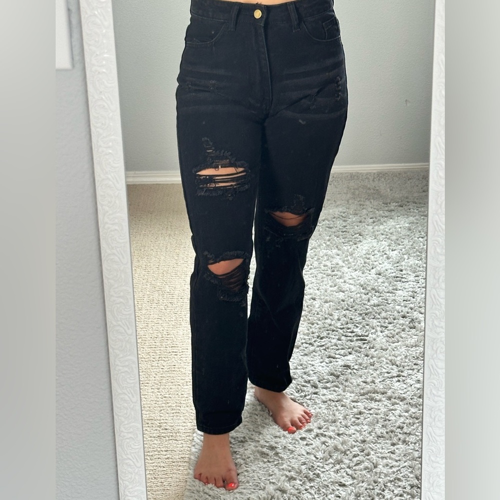 Womens size small/4 black jeans highwaisted straight leg